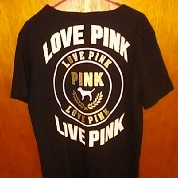 PINK Victoria's Secret Tops - 🎀NWOT Cute VS PINK Black Lace Up T-shirt🎀